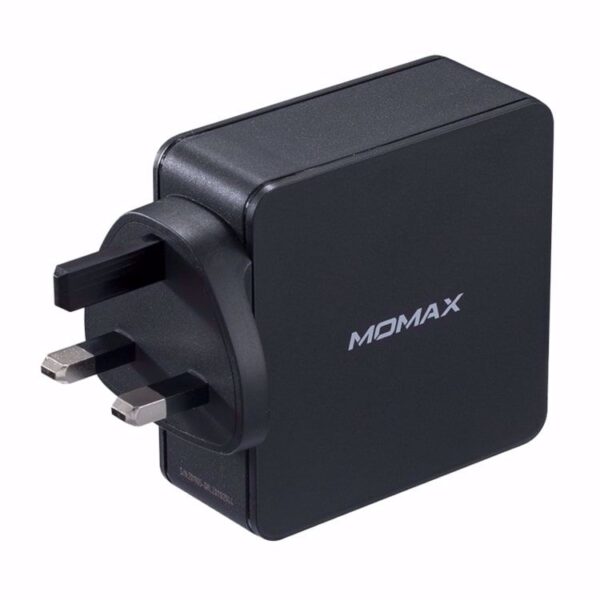 0011661 momax one plug 66w 4 port type c pd qc30 charger black