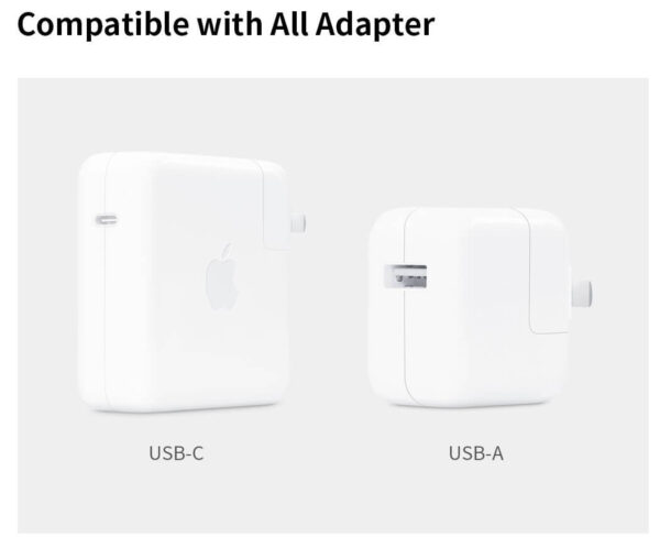 4 in 1 charging cable Fast charge & sync Lightning / USB-C output USB-A/USB-C input USB-C to USB-C: 60W power delivery fast charge (3A Max) with USB wall charger USB-A to USB-C: Support QC 3.0 fast charge (18W) USB-C to Lightning: High speed charging USB-A to Lightning: Compatible with more adapter Aluminum alloy protector