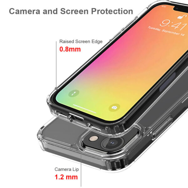 Armor-X Ahn Shockproof Protective Case iPhone 13 - Clear -Form-fitting is designed to protect your phone from drops, shocks, scrapes, scratches, dust