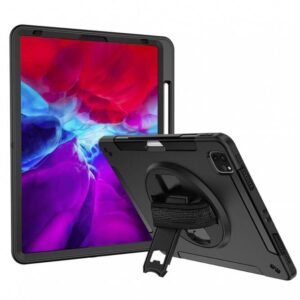 Armor-X Enx Case For Ipad Pro 11 2020 Ultra 3 Layers Shockproof Rugged Case With Hand Strap & Kick Stand & Pen Holder- Black