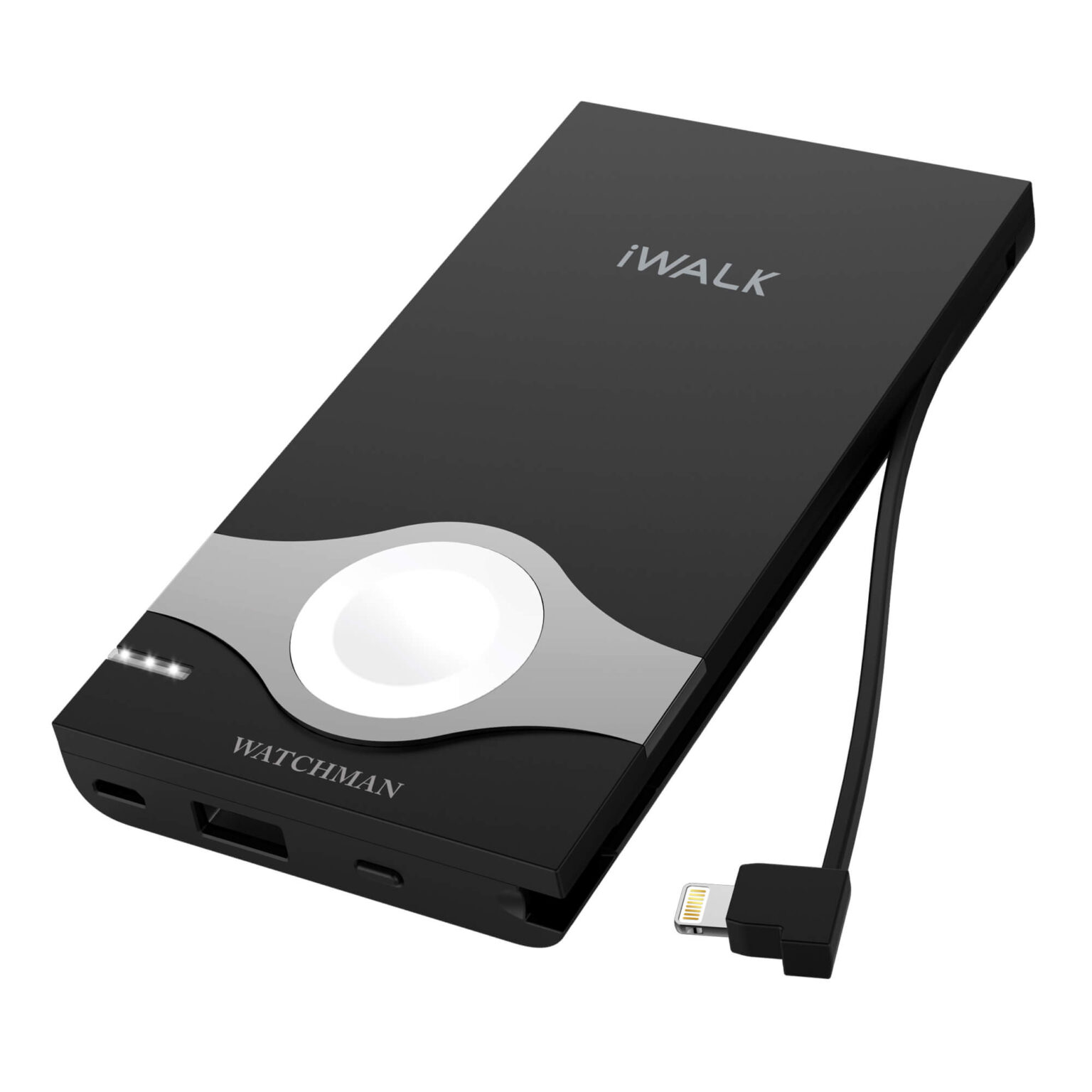 Iwalk Watchman 10000 Mah Yltra Sim Battery Pack Built In Lightning , Magnetic Charging Adapter And Universal Usb Port - Black