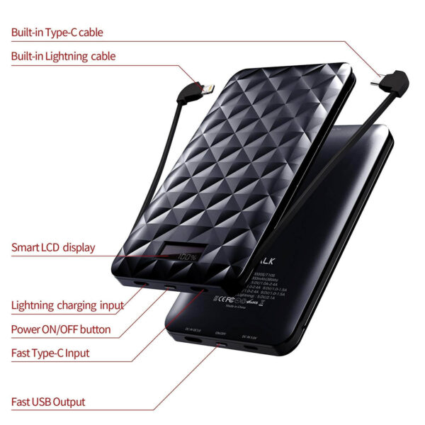 Iwalk Trio 2 10000 Mah With In-Built Cables - Black