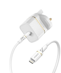 OtterBox UK Wall Charger 20W - 1X USB-C 20W USB-PD + USB C-Lightning Cable 1m - White