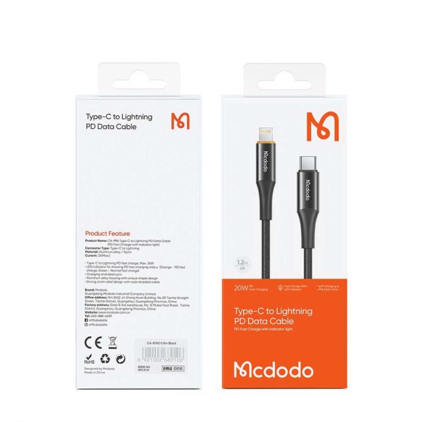 Mcdodo 36W 20W Smart With Led Type c to Iphone Braided Usb Charging Cable
