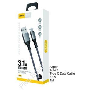 ASPOR - AC27 3.1A Fast Charge, Type C Data+Charging Cable 1M