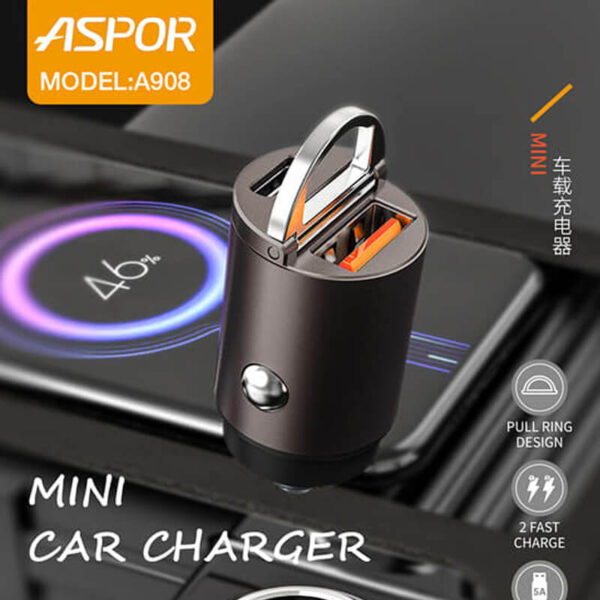 Aspor A908 30W USB+PD Car Charger