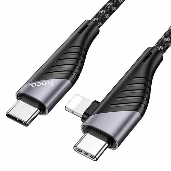 hoco u95 2in1 freeway pd charging data cable type c to type c lightning closeup Optimized