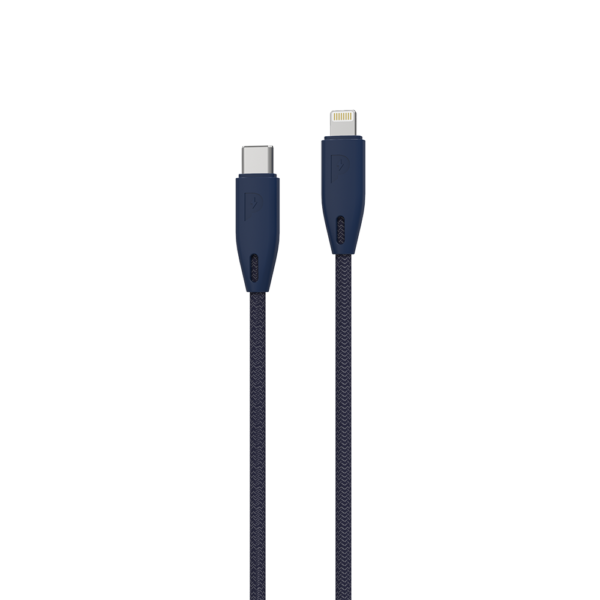 Powerology Braided USB-C to Lightning Cable (1.2m/4ft) - Blue