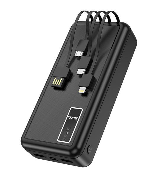 HOCO J77A 20000 Mah Power Bank with Cable - Black