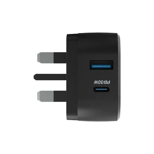 powerology powerology wall charger dual port ultra compact pd 30w black power adapters chargers 6083749660548 pwcuqc002
