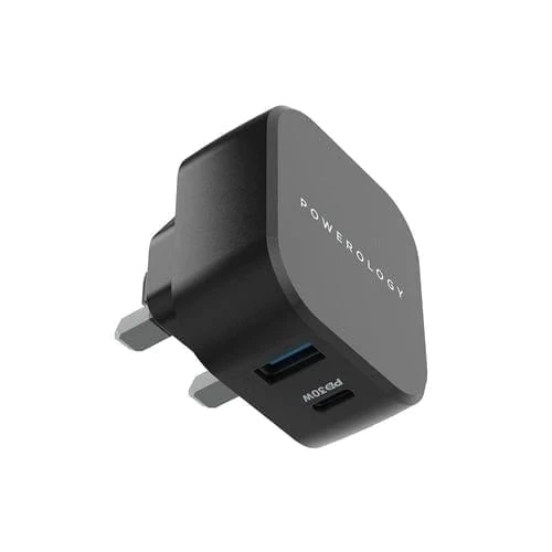 powerology powerology wall charger dual port ultra compact pd 30w black power adapters chargers 6083749660548 pwcuqc002 36416146931965