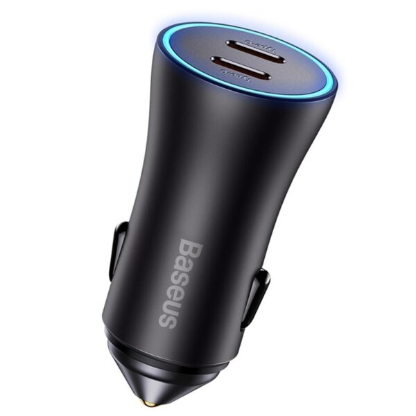Baseus Golden Contactor Pro Fast Car Charger 40W 2 x USB C Power Delivery 20W Dark Grey 6932172608026 04052022 01 p