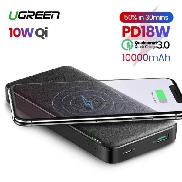 Ugreen Power Bank 10000mAh Portable Fast Charger Quick Charge 4 0 3 0 QC3 0 Qi