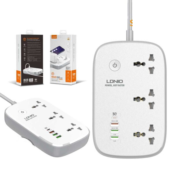LDNIO WiFi Smart Power Strip 2500W 3 Power Socket 4 USB Ports