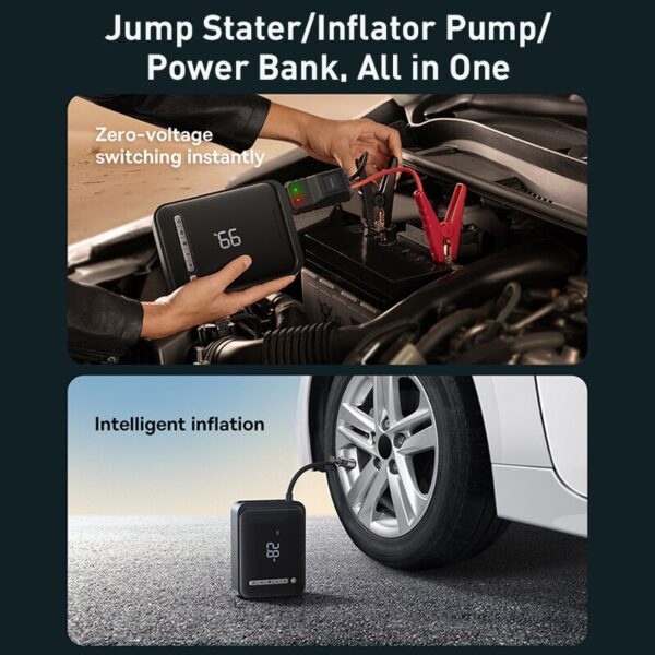 Baseus 2 In 1 Car Jump Starter Power Bank With Air Compressor Tire Pump Emergency Battery 1