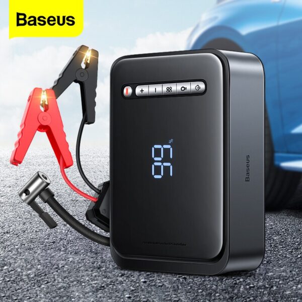 Baseus 2 In 1 Car Jump Starter Power Bank With Air Compressor Tire Pump Emergency Battery