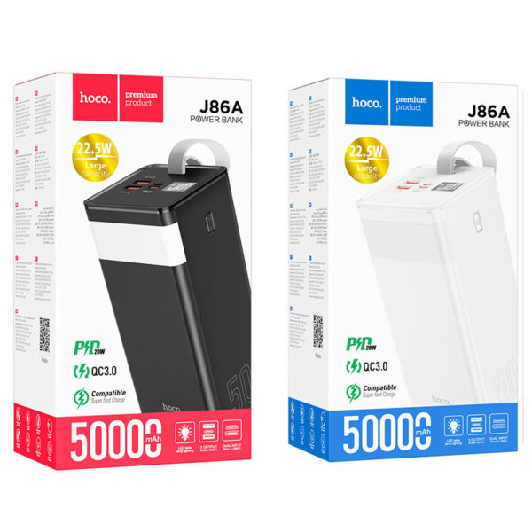 hoco j86a powermaster 22 5w fully compatible power bank 50000mah packages