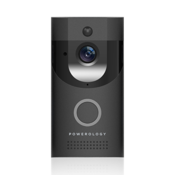 Powerology Smart Video Doorbell with Night Vision and Motion Sensor - Black