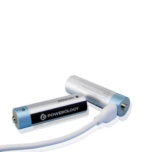 PRUBAA4 Powerology USB C Rechargeable Lithium Ion AA Battery