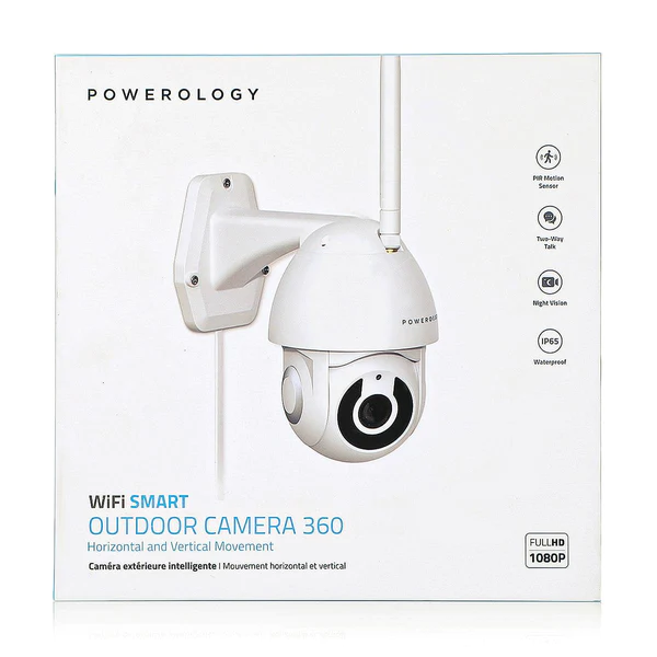 powerology wifi smart outdoor camera 360 horizontal and vertical movement white powerology children surveillance cameras
