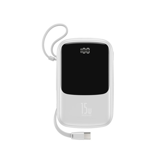Baseus Qpow Digital Display 3A Power Bank 10000mAh with Type C Cable PPQD A02 White 1