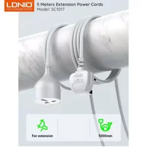 Ldnio Universal Power Strip with 5m Extension Power Cord 5