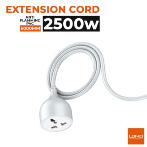 Ldnio 5M Extension Power Cord with Universal Socket 2500W