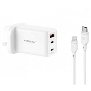 Momax Fast Pro Gan Charger Kit with Lightning Cable - White