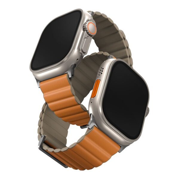 Uniq Revix Premium Edition Reversible Strap For Apple Watch 49/45/44/42mm - Saffron Orange / Khaki