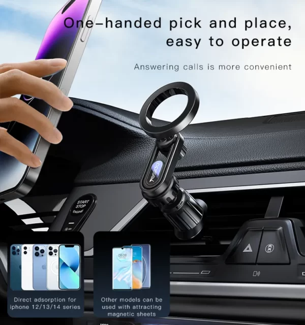 Yesido Metal Magnetic Car Phone Stand For iPhone 12 13 14 Pro Max Mini Magsafe Case.jpg 5