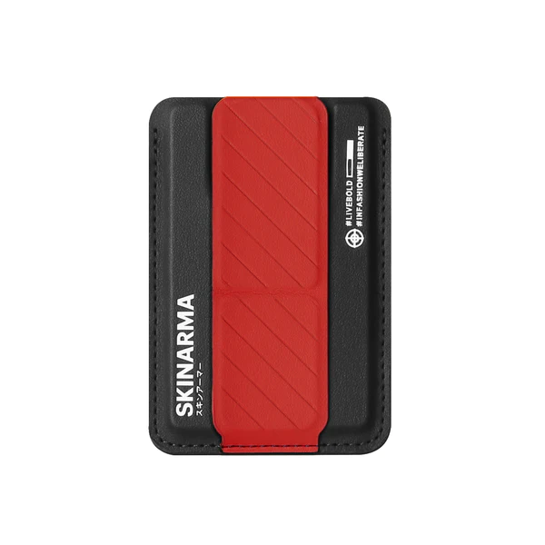 Skinarma Mag-Charge Card Holder with Grip Stand Kado - Red Black