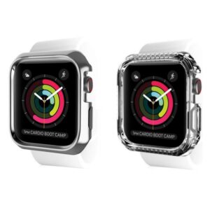 ITSkins Spectrum Metal 2M Anti Shock Protection Cover for Apple Watch Series 5 44MM - 2Pcs (Silver + Clear)