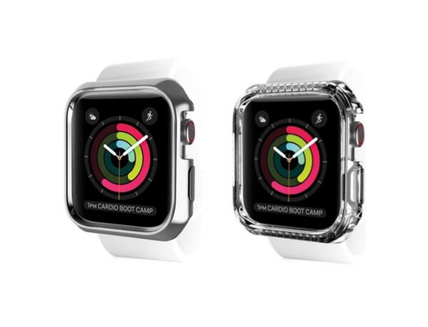 ITSkins Spectrum Metal 2M Anti Shock Protection Cover for Apple Watch Series 5 44MM - 2Pcs (Silver + Clear)