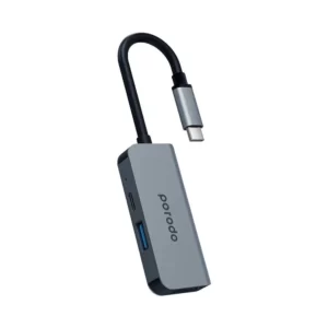 Porodo 3in1 Aluminum USB-C Hub 4K HDMI 87W Power Delivery and USB 2.0 - Grey