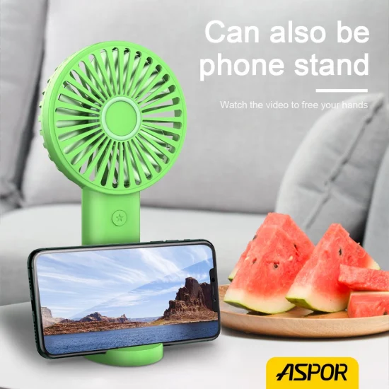 Aspor Hot Selling A701 Handheld Fan with Two Colors White and Greenconvenient Portable Handy Fan Outdoor and Indoor Desktop Small Fan Can Stand Upright