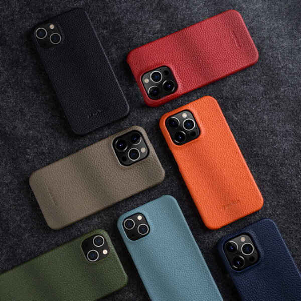 Back Snap Series Lai Chee Pattern Premium Leather Snap Cover Case for Apple iPhone 13 Pro Max 3 1