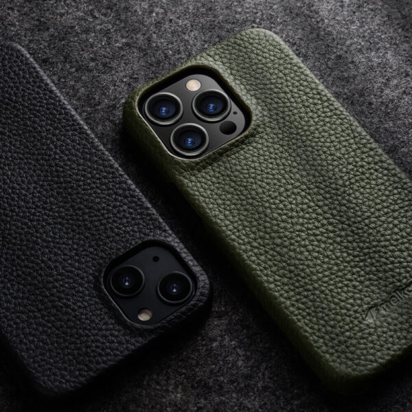 Back Snap Series Lai Chee Pattern Premium Leather Snap Cover Case for Apple iPhone 13 Pro Max 5 1