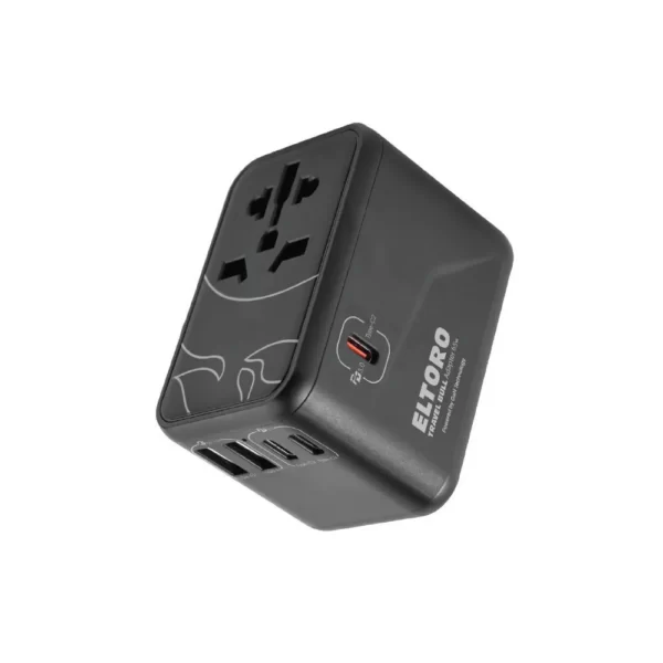 Eltoro 65W Travel Bull Adapter PD GaN Tech USB-A 2 Ports/USB-C 3 Ports – Black