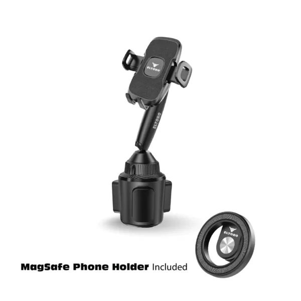 Eltoro Car Cup Holder Phone Mount with MagSafe Phone Holder – Black
