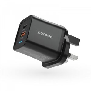 Porodo Dual Port PD + USB-A (35W+18W) Fast Charger With USB-A Quick Charging - Black