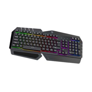 Porodo Gaming Keyboard With powerful Metal Frame, Rainbow Lighting - Black