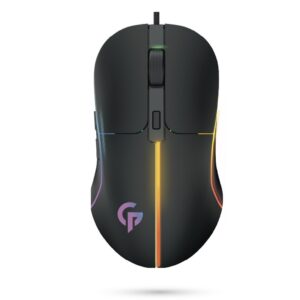 Porodo Wired, Gaming Mouse 7D 6 Breathing RGB, Rubberized Surface - Black