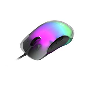 Porodo Wire Gaming Mouse RGB 8D Crystal Shell - Clear