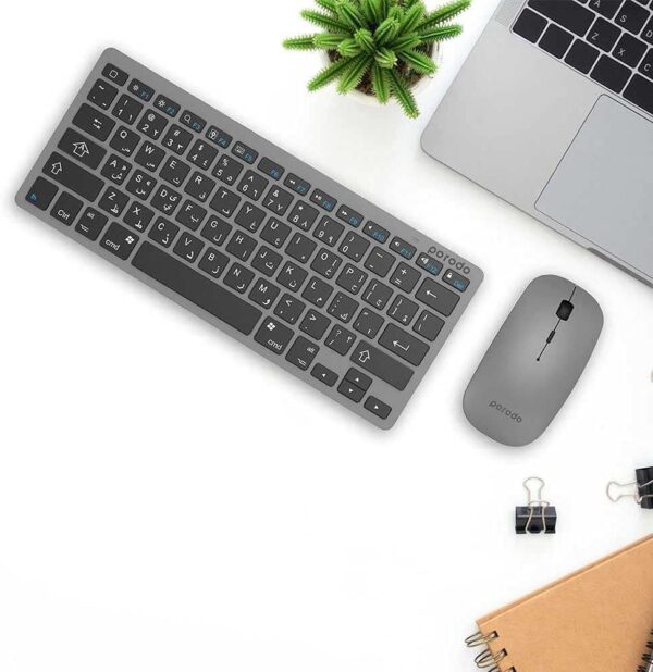 Porodo Wireless Super Slim and Portable Bluetooth Keyboard with Mouse English Arabic 1