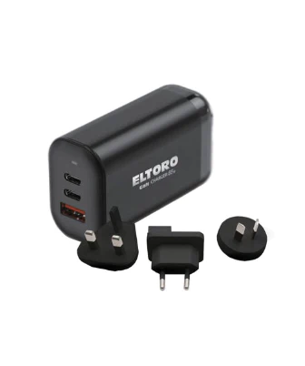 Eltoro Home Charger 65W GaN PD with Travel Plug - Black