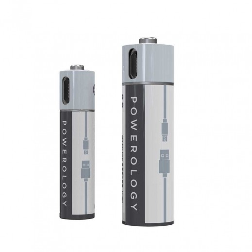 Powerology USB-C Rechargeable AA Battery - 2pc pack