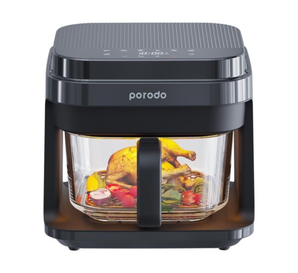 Porodo Lifestyle 5.5L Capacity Full Glass Air Fryer Cooked Perfectly with Advanced Heat Circulation