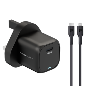 Powerology 33W GaN PD Charger With 1.2m/3.9ft USB-C To Lightning