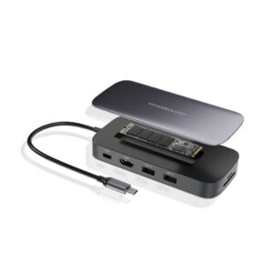 Powerology 512GB USB C Hub SSD Drive All in one Connectivity Storage PD 100W Gray