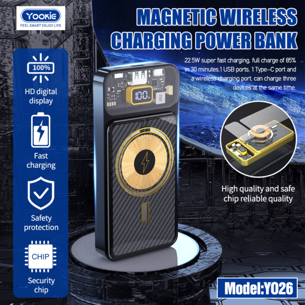 YOOKIE YO26 Power Bank 10000mah Fast Charging 22.5W Type-C USB Port wirh LED Digital Display